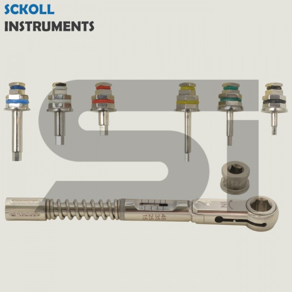 Universal Dental Implant Torque Wrench With Hex Drivers