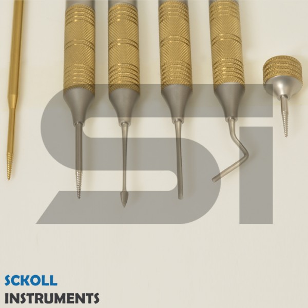 Flexible Periotome Luxating Elevator set with Titanium tip and 3 Dental Extraction Screws