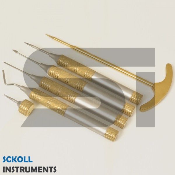 Flexible Periotome Luxating Elevator set with Titanium tip and 3 Dental Extraction Screws