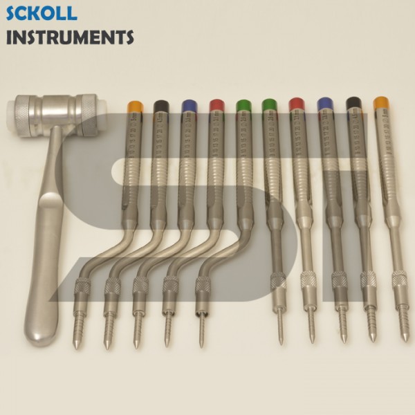 Osteotome Sinus Instruments Set Of 11 Pcs with Cassette.