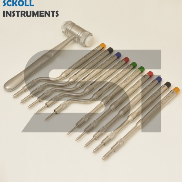 Osteotome Sinus Instruments Set Of 11 Pcs with Cassette.