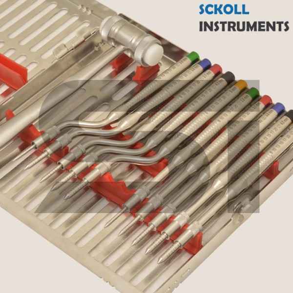 Osteotome Sinus Instruments Set Of 11 Pcs with Cassette.