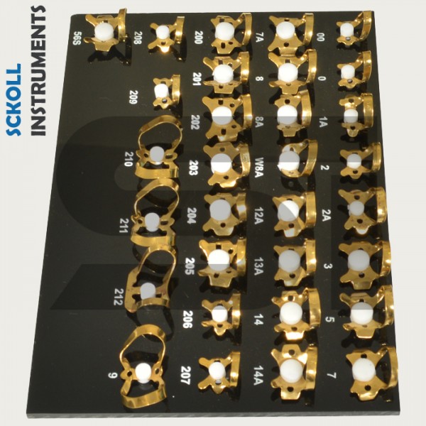 Rubber Dam Clamps 31 Pcs Golden Clumps With Black Tray