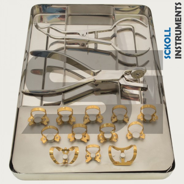 Dental Rubber Dam Kit Clamps stokes Punch Pliers Rubber Dam Punch