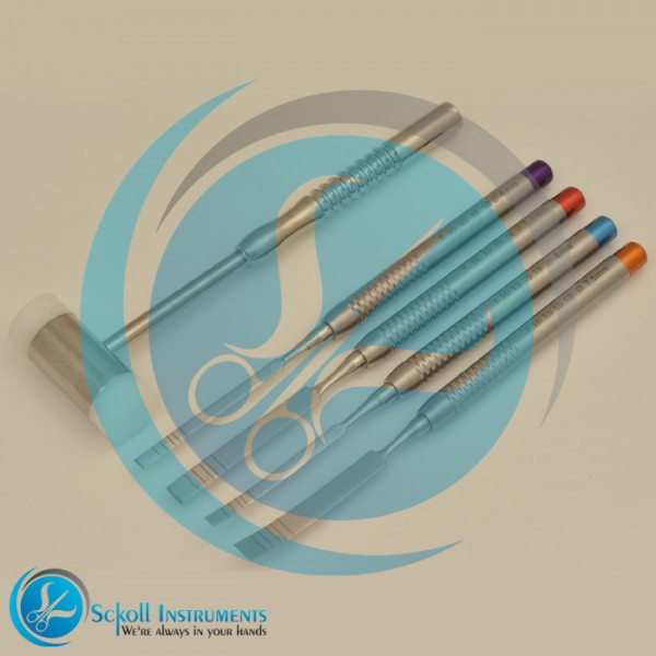 Dental Ochsenbein Chisel Tooth 4 PCS With Hammer & Cassette